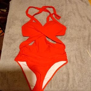 NEW WO/ TAG Red Cutout One-Piece Swimsuit
